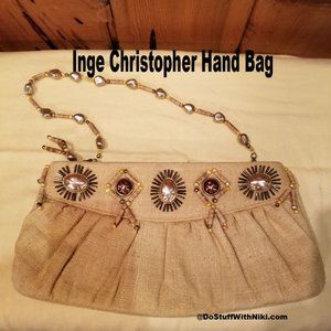 Inge Christopher hand bag jeweled handle FW pearls